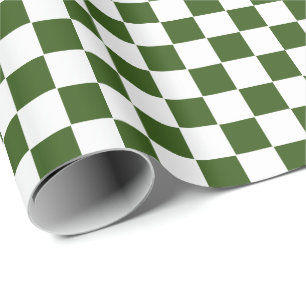 Cadeau Papier d'enveloppement À damiers vert et blanc