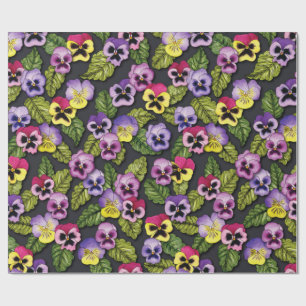 Cadeau Papier d'enveloppement à fleurs de panneaux violet
