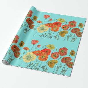 Cadeau Papier d'enveloppement à l'aquarelle Aqua