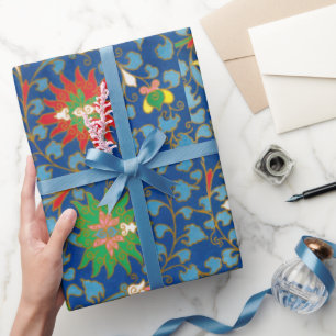Cadeau Papier d'enveloppement à motifs floraux colorés