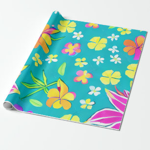 Cadeau Papier d'enveloppement à motifs floraux tropicaux