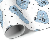 Cadeau Papier d'enveloppement à points bleu Yeti Polka (Coin rond)