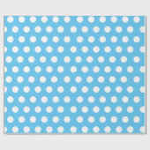 Cadeau Papier d'enveloppement à points Polka blanc et ble (Plat)
