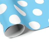 Cadeau Papier d'enveloppement à points Polka blanc et ble (Coin rond)