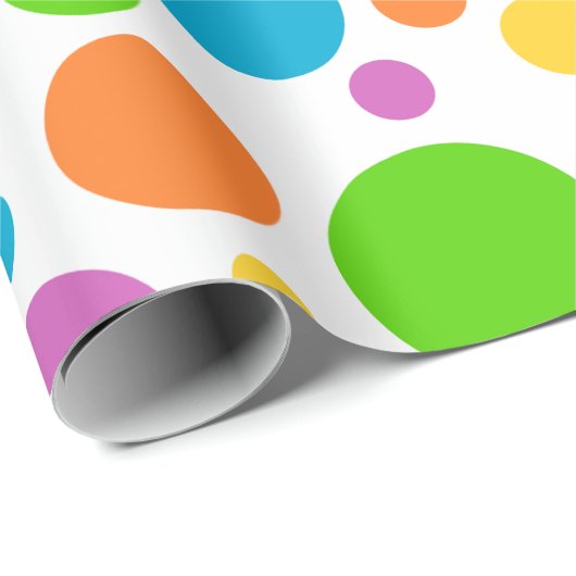 Cadeau Papier d'enveloppement à points Polka colorés (Coin rond)