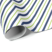 Cadeau Papier d'enveloppement à rayures marines et vertes (Coin rond)