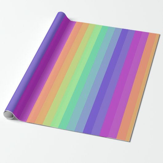 Cadeau Papier d'enveloppement à rayures pastel Rainbow (Déroulé)