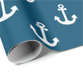 Cadeau Papier d'enveloppement Ancre bleu marine (Coin rond)
