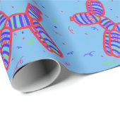 Cadeau Papier d'enveloppement Arrière - plan Bleu de la p (Coin rond)