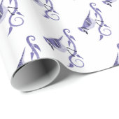 Cadeau Papier d'enveloppement blanc bleu Jay (Coin rond)