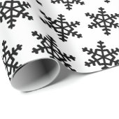Cadeau Papier d'enveloppement blanc et noir de flocon de  (Coin rond)