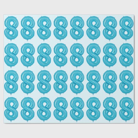 Cadeau Papier d'enveloppement bleu 8 ballons (Plat)