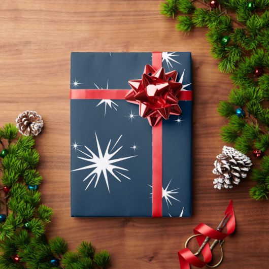 Cadeau Papier d'enveloppement bleu blanc Stary de Noël (Cadeau de vacances)