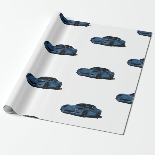 Cadeau Papier d'enveloppement bleu C6 (Déroulé)