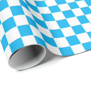 Cadeau Papier d'enveloppement bleu et blanc À damiers cie