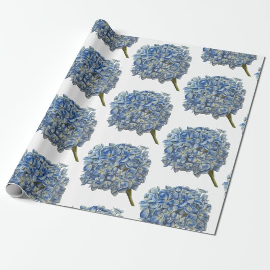 Cadeau Papier d'enveloppement bleu Hydrangea (Déroulé)