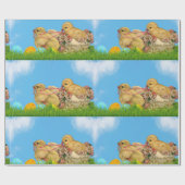 Cadeau Papier d'enveloppement bleu poulet de Pâques vinta (Plat)