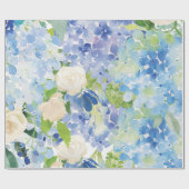 Cadeau Papier d'enveloppement bleu vert Hydrangea (Plat)