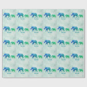 Cadeau Papier d'enveloppement bleu vert Ombre Eléphant Va (Plat)