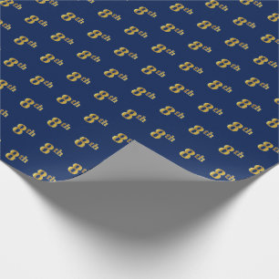 Cadeau Papier d'enveloppement Blue, Faux Gold 8th (Huitiè
