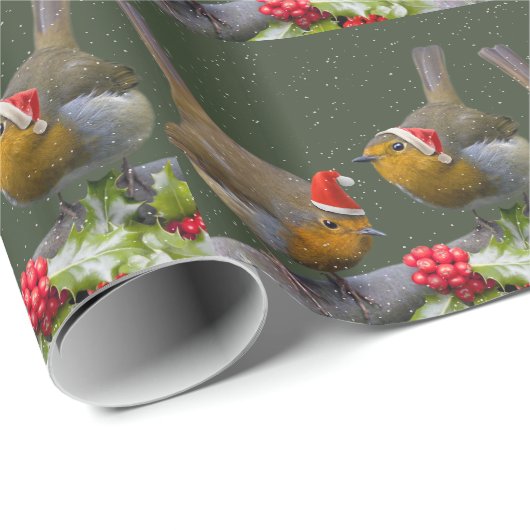 Cadeau Papier d'enveloppement Bobbin' Robins (Coin rond)