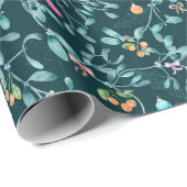 Cadeau Papier d'enveloppement botanique de Noël (Coin rond)