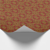 Cadeau Papier d'enveloppement Brocade Rouge et Or Orné (Coin)