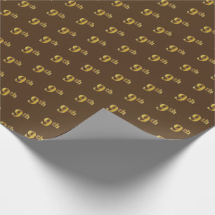 Cadeau Papier d'enveloppement Brown, Faux Gold 9th (Neuvi