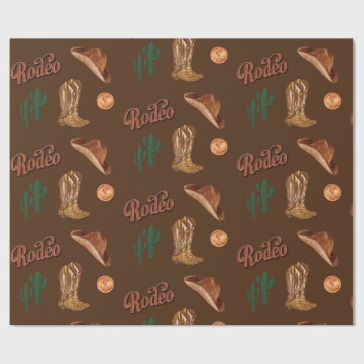 Cadeau Papier d'enveloppement brun brun de cowboy de l'Ou (Plat)