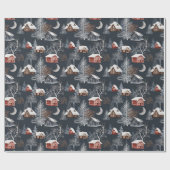 Cadeau Papier d'enveloppement Cabine de Noël d'hiver (Plat)