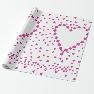 Cadeau Papier d'enveloppement cardiaque pétales