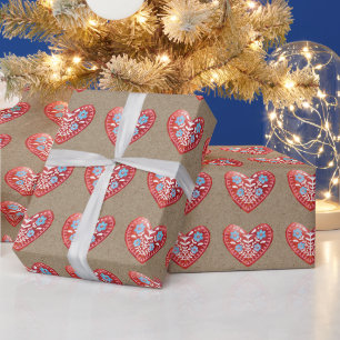 Cadeau Papier d'enveloppement cardiaque scandinave