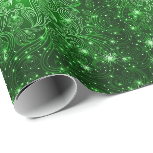 Cadeau Papier d'enveloppement céleste vert (Coin rond)