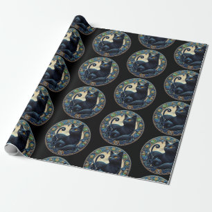 Cadeau Papier d'enveloppement celtique de chat noir Art n