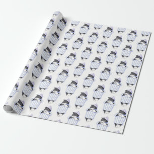 Cadeau Papier d'enveloppement CHAT EN CHEMISE DE NUIT
