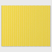 Cadeau Papier d'enveloppement Chevron - Blanc sur Jaune D (Plat)