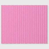Cadeau Papier d'enveloppement Chevron - Blanc sur rose (Plat)