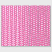 Cadeau Papier d'enveloppement Chevron - Blanc sur rose |X (Plat)