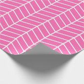 Cadeau Papier d'enveloppement Chevron - Blanc sur rose |X (Coin)