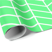 Cadeau Papier d'enveloppement Chevron - Blanc sur vert cl (Coin rond)