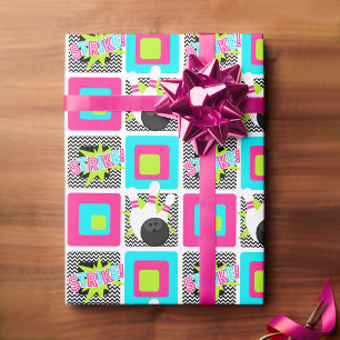 Cadeau Papier d'enveloppement Chevron Bowling Neon