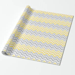 Cadeau Papier d'enveloppement Chevron jaune et gris