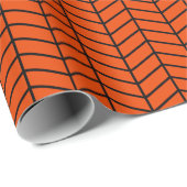 Cadeau Papier d'enveloppement Chevron - Noir sur orange c (Coin rond)