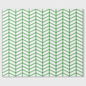 Cadeau Papier d'enveloppement Chevron - Vert sur blanc |X (Plat)