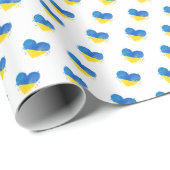 Cadeau Papier d'enveloppement coeur du drapeau ukrainien (Coin rond)