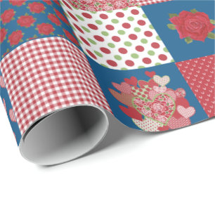 Cadeau Papier d'enveloppement Coeur et Rose