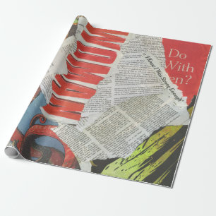Cadeau Papier d'enveloppement collage de journaux