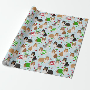 Cadeau Papier d'enveloppement Collie rugueux de Noël