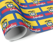 Cadeau Papier d'enveloppement Colombie, Bleu, Drapeau Col (Coin rond)