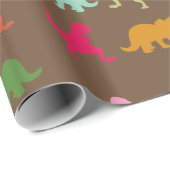 Cadeau Papier d'enveloppement coloré de dinosaures (Coin rond)